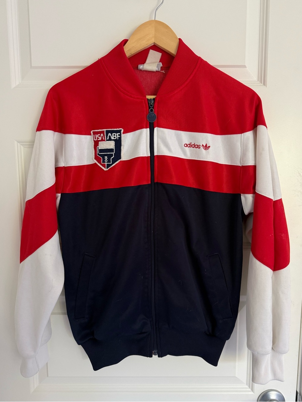 Vintage Adidas USA Amateur Boxing Federation ABF Track Jacket Red White Blue S